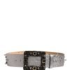 Silver Leather Crystal Metal Buckle Belt
