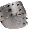 Silver Leather Crystal Metal Buckle Belt