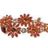 Red Leather Daisy Crystal Embellished Waist Belt