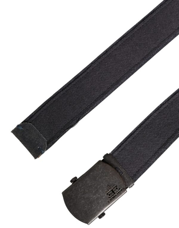 10371596.jpeg Black Wool Cotton Logo Metal Buckle Belt