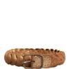 Brown Leather Braided Metal Buckle Belt