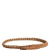 Brown Leather Braided Metal Buckle Belt