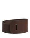 Brown Genuine Leather Logo Wide Waist Women Belt