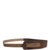 Brown Genuine Leather Logo Wide Waist Women Belt