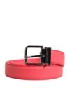 Pink Calf Leather Silver Metal Buckle Belt