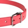 Pink Calf Leather Silver Metal Buckle Belt