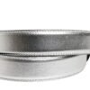 Silver Leather Logo Metal Buckle Waist Belt