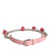 Pink Embelished Roses Textured Leather Belt