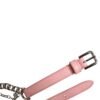 Pink Embelished Roses Textured Leather Belt