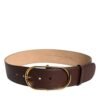 Brown Leather Classic Metal Oval Buckle Belt