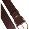 Brown Leather Classic Metal Oval Buckle Belt