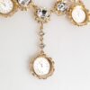 Gold Crystal Clock Pendant Statement Jewelry Necklace