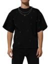 Black Polyester Necklace Embellished T-shirt