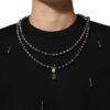 Black Polyester Necklace Embellished T-shirt