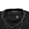 Black Polyester Necklace Embellished T-shirt