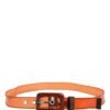Orange PVC Waist Women Cintura Square Buckle Belt