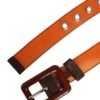 Orange PVC Waist Women Cintura Square Buckle Belt