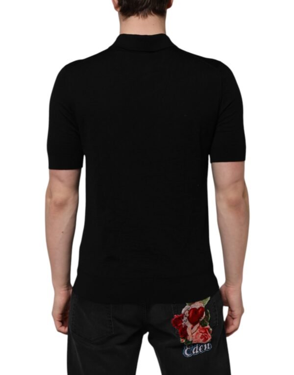 Black Wool Logo Floral Short Sleeve T-shirt