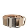 Men Beige Canvas Silver Metal Buckle Cintura Belt