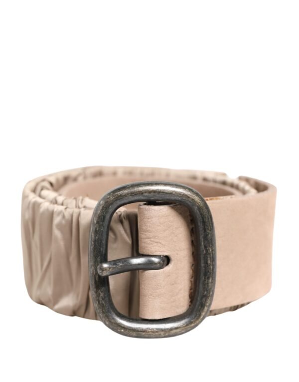 10393845-1.jpeg Women Beige Polyester Silver Metal Buckle Waist Belt