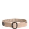 10393846.jpeg Women Beige Polyester Silver Metal Buckle Waist Belt