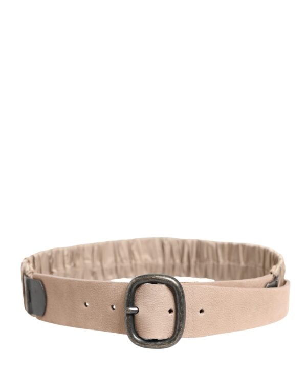 10393846.jpeg Women Beige Polyester Silver Metal Buckle Waist Belt