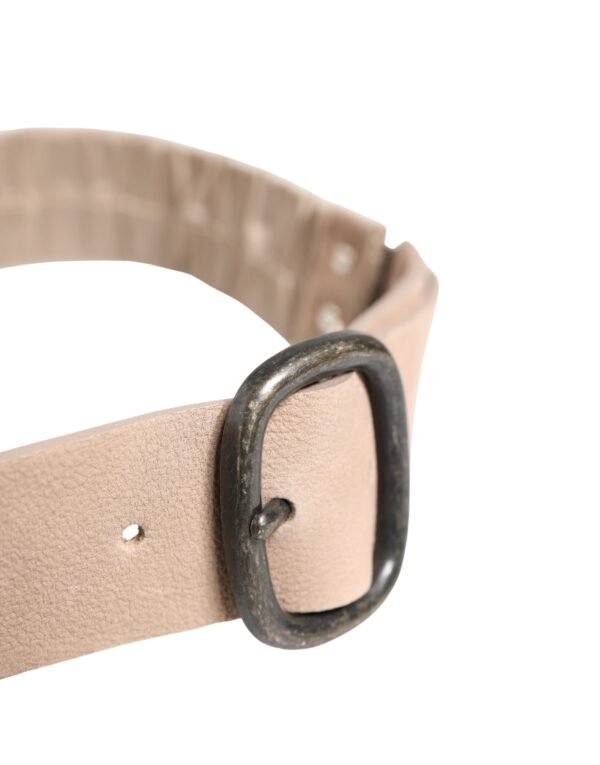 10393847.jpeg Women Beige Polyester Silver Metal Buckle Waist Belt