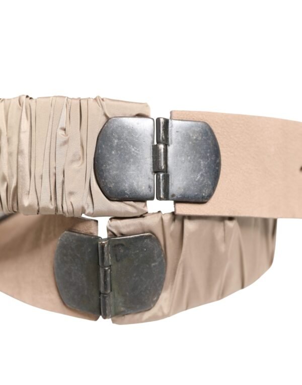 10393848.jpeg Women Beige Polyester Silver Metal Buckle Waist Belt