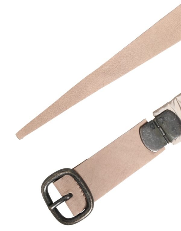 10393850.jpeg Women Beige Polyester Silver Metal Buckle Waist Belt