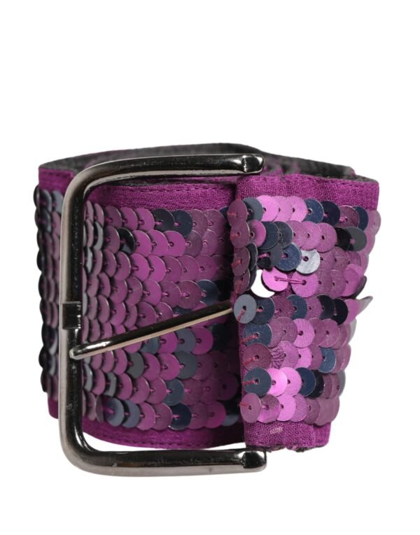 10393856.jpeg Women Purple Sequined Silver Metal Buckle Belt