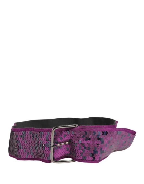 10393857.jpeg Women Purple Sequined Silver Metal Buckle Belt
