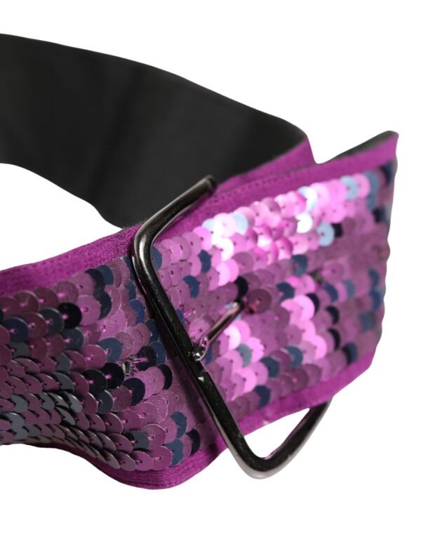 10393858.jpeg Women Purple Sequined Silver Metal Buckle Belt