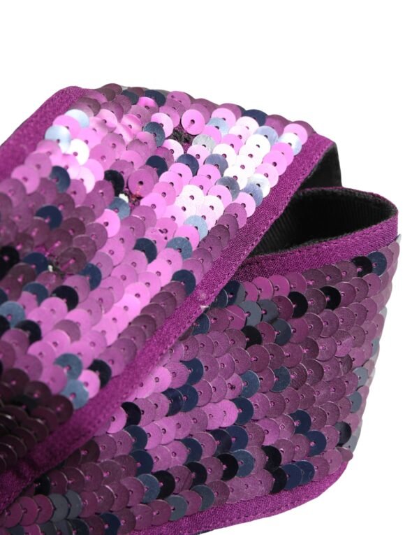 10393859.jpeg Women Purple Sequined Silver Metal Buckle Belt