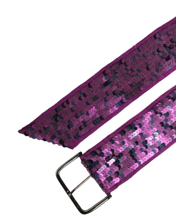 10393861.jpeg Women Purple Sequined Silver Metal Buckle Belt