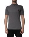Gray Cotton Crown Collared Polo T-shirt