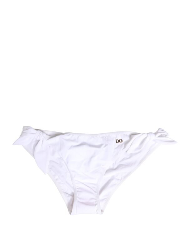 White Nylon DG Logo Plaque Bikini Bottom Swimwear