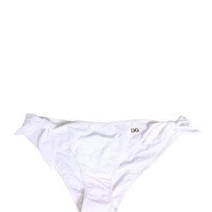 White Nylon DG Logo Plaque Bikini Bottom Swimwear