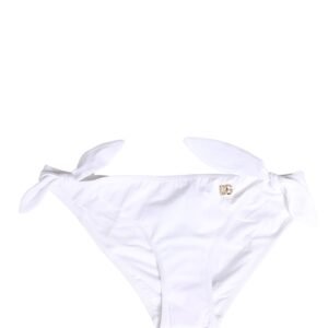White Nylon DG Logo Plaque Bikini Bottom Swimwear